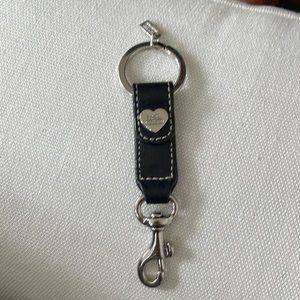Coach black leather key chain